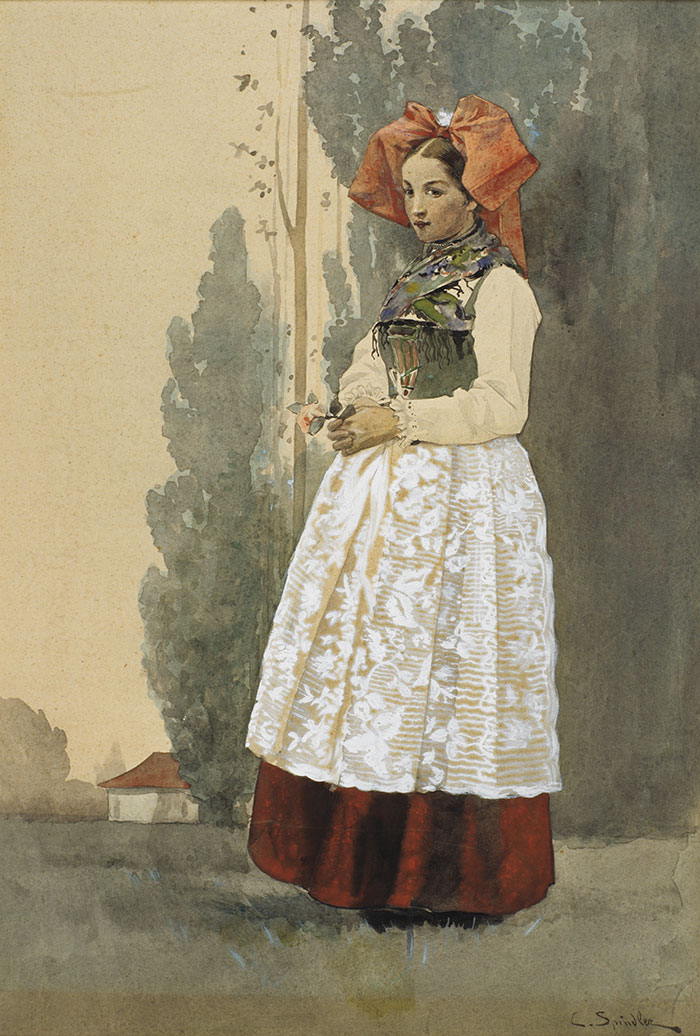 Jeune fille de Geispolsheim en costume de fête - Charles Spindler, fin 19e siècle, Saint-Léonard